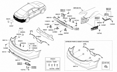 2016 Hyundai Azera Trim Assembly-Tail,LH Diagram for 86661-3V500