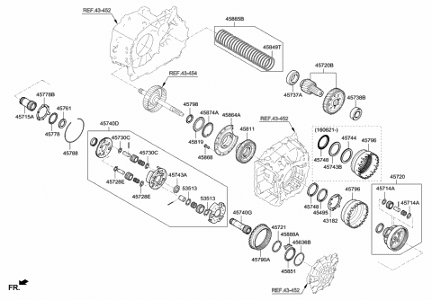 2016 Hyundai Azera Gear Kit-Automatic Transaxle Transfer Driven Diagram for 45720-3B231