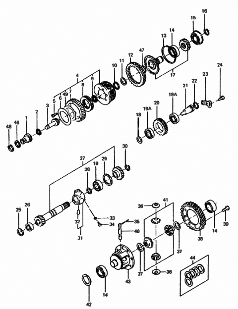 1985 Hyundai Excel Gear Kit-Differential Diagram for 45835-36000