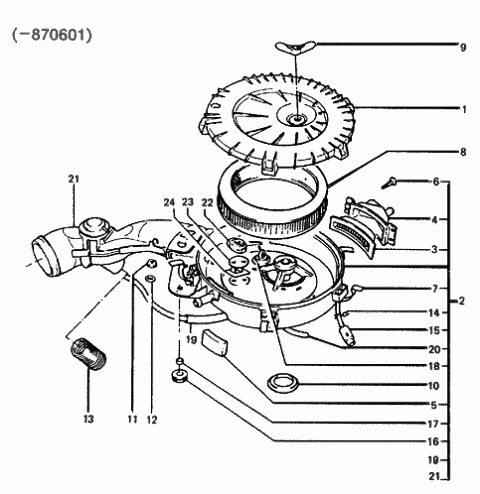 1986 Hyundai Excel Cover-Air Cleaner Diagram for 28111-21340