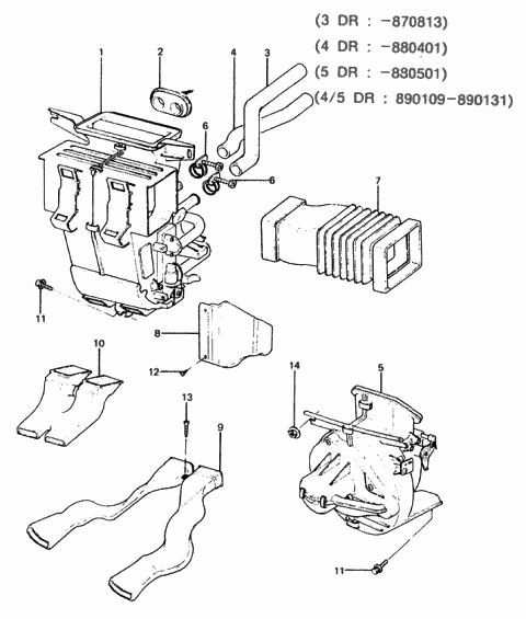 1989 Hyundai Excel Motor Diagram for 97131-21100