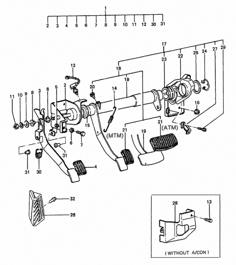 1986 Hyundai Excel Cap-Clutch Pedal Stopper Diagram for 32826-11001