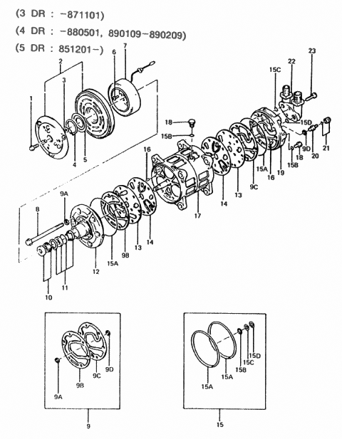 1989 Hyundai Excel Accessory Kit-A/C Compressor Diagram for 97641-21401