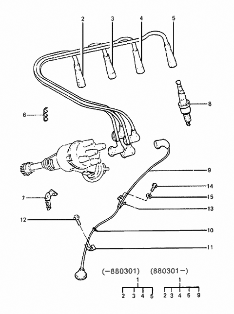 1986 Hyundai Excel Cable Assembly-Spark Plug NO.1 Diagram for 27420-21120
