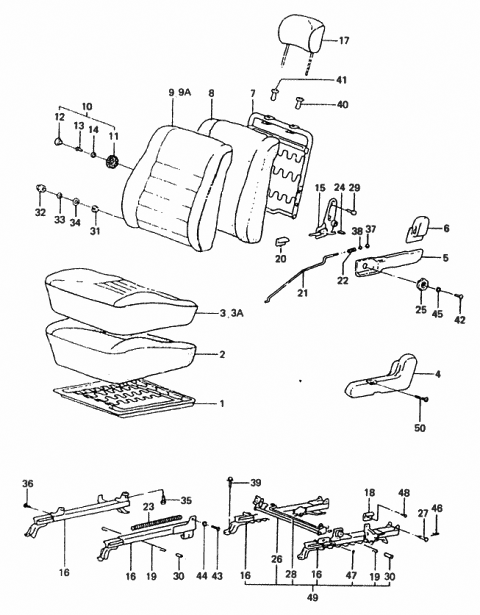 1985 Hyundai Excel Front Seat Cushion Cover, Right Diagram for 88180-21000-CJR