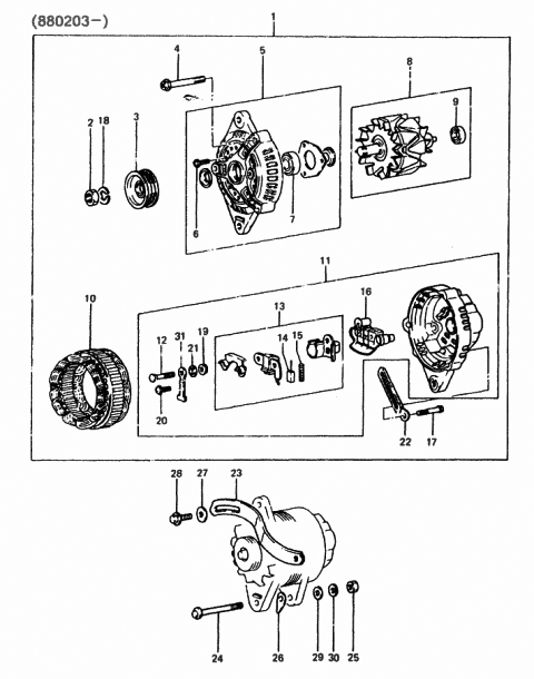 1986 Hyundai Excel Rotor Assembly-Generator Diagram for 37340-21320