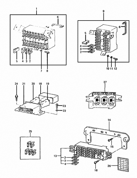 1986 Hyundai Excel Fuse Box Assembly Diagram for 91710-21001
