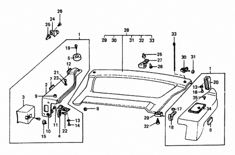 1987 Hyundai Excel Hinge-Covering Shelf Side RH Diagram for 85924-21100-DT