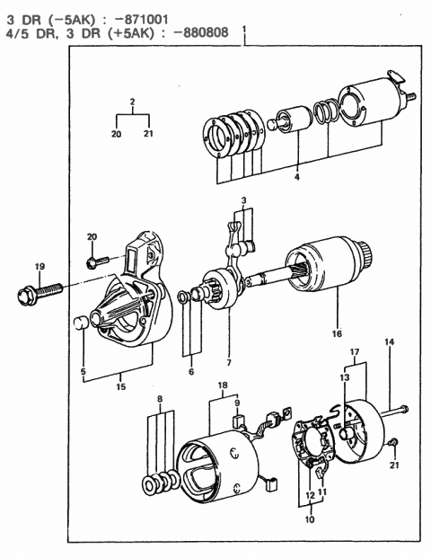 1989 Hyundai Excel Washer Set-Starter Armature Rear Diagram for 36103-21740