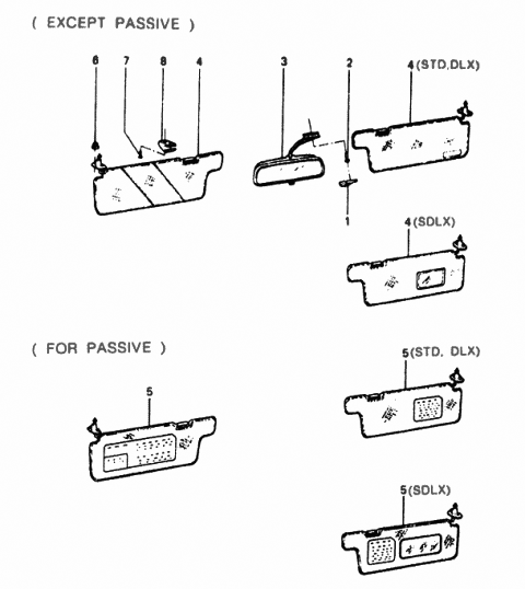 1985 Hyundai Excel Retainer-Sunvisor Diagram for 85235-21060-BV