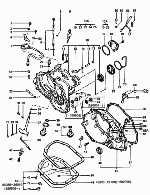 1986 Hyundai Excel Cover-Automatic Transaxle Transfer Driven Gear Diagram for 45617-21700