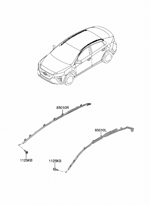 2020 Hyundai Ioniq Curtain Air Bag Module,LH Diagram for 85010-G2000