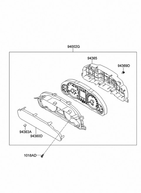 2011 Hyundai Genesis Cluster Assembly-Instrument Diagram for 94011-3M041