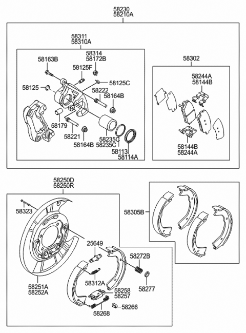 2011 Hyundai Genesis Shoe & Lining Kit-Rear Parking Brake Diagram for 58305-3MA00