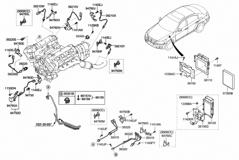 2012 Hyundai Genesis Engine Control Module Unit Diagram for 39110-3F280