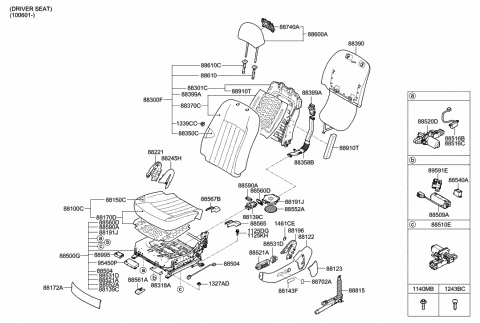 2012 Hyundai Genesis Pad Assembly-Front Seat Back Drive Diagram for 88350-3M000