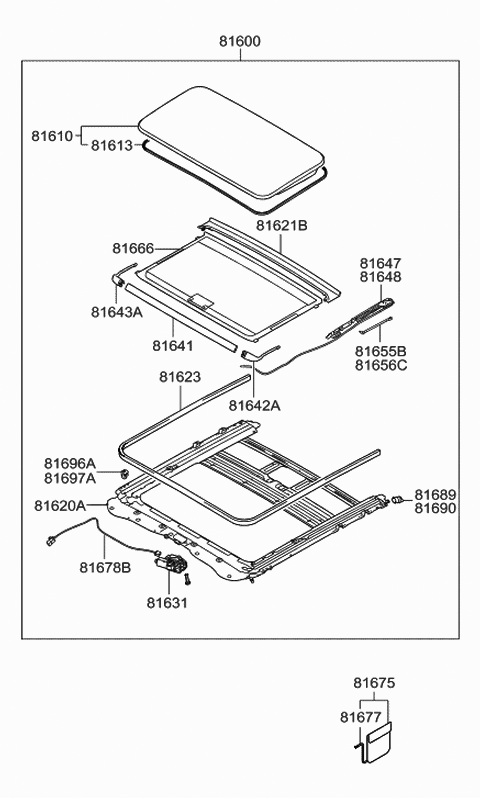2008 Hyundai Genesis Sunroof Assembly Diagram for 81600-3M010-TX