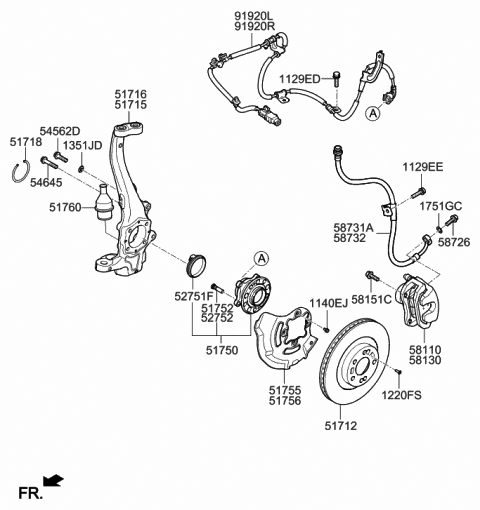 OEM 51750-T1000 Front Wheel Hub Assy For Genesis GV80