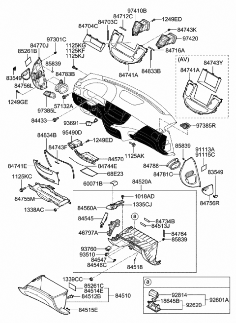 2013 Hyundai Genesis Cover Assembly-Glove Box Upper Diagram for 84540-3M000-BR