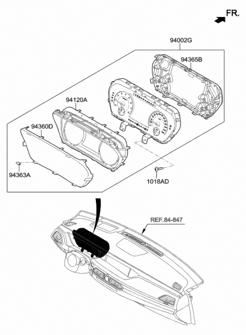 2019 Hyundai Genesis G90 Cluster Assembly-Instrument Diagram for 94021-D2020