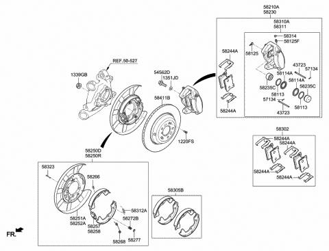 2018 Hyundai Genesis G90 Caliper Kit-Rear Brake,LH Diagram for 58310-D2A03