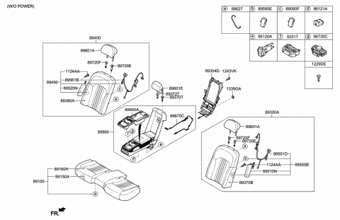 2020 Hyundai Genesis G90 Rear Seat Cushion Covering Assembly Diagram for 89160-D2010-NNI