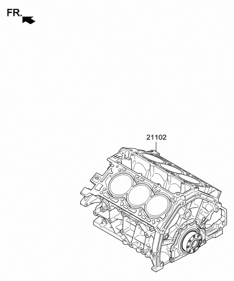 2018 Hyundai Genesis G90 Engine Assembly-Short Diagram for 2K082-3FU00