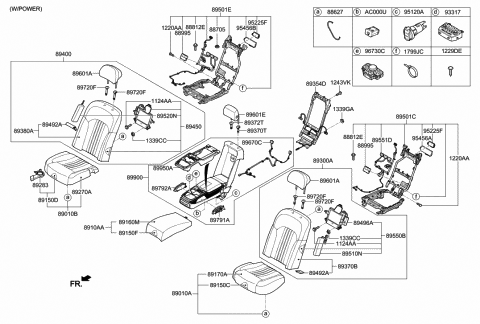 2017 Hyundai Genesis G90 Rear Seat Back Armrest Assembly Diagram for 89905-D2EB0-NNI