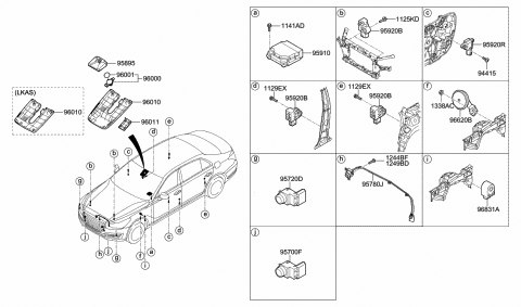 2020 Hyundai Genesis G90 Sensor Assembly-Parking Assist Sys Diagram for 95720-D3000-T5K