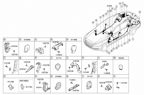 2020 Hyundai Genesis G90 Bracket-Wiring Mounting Diagram for 91931-B1010
