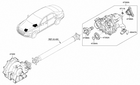 2020 Hyundai Genesis G90 ECU-4WD Diagram for 95447-4E200