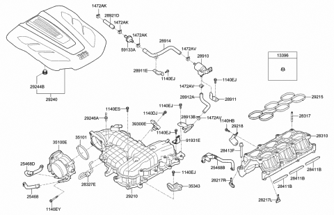 2020 Hyundai Genesis G90 Intake Manifold Diagram 1