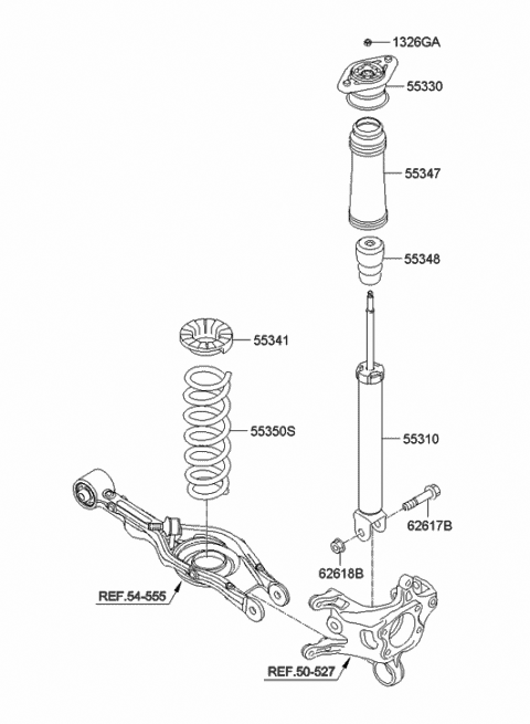 Genuine Hyundai 55351-22051 Shock Absorber Assembly Left Rear Genuine Hyundai 55351-22051 Shock Absorber Assembly Left Rear