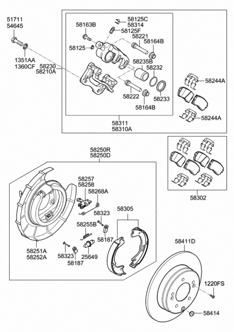 2015 Hyundai Sonata Hybrid Brake Assembly-Parking Rear,RH Diagram for 58270-3Q100