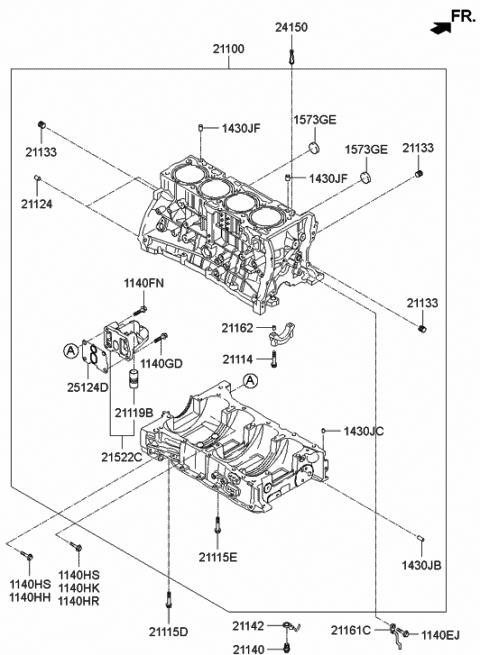 2011 Hyundai Sonata Hybrid Block Assembly-Cylinder Diagram for 391TH-2GA07-C