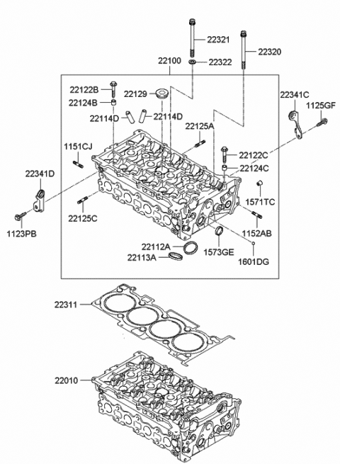 2011 Hyundai Sonata Hybrid Bolt-Cylinder Head Diagram for 22320-25000