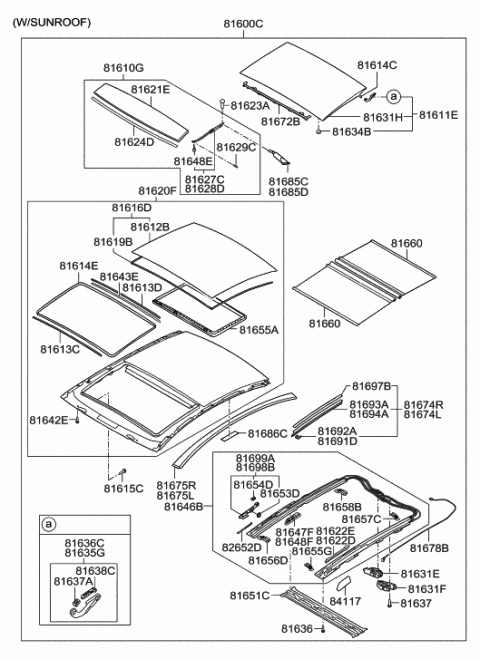 Genuine Hyundai 81610-3S010 Panorama Roof Frame Assembly
