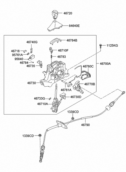 Genuine Hyundai 46790-2B000 Automatic Transmission Lever Cable Assembly Genuine Hyundai 46790-2B000 Automatic Transmission Lever Cable Assembly