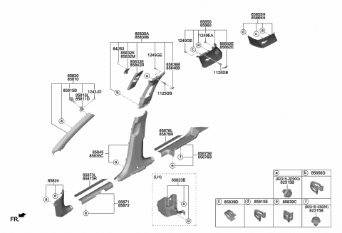 2020 Hyundai Palisade Clip-Trim Mounting Diagram for 85858-3S100