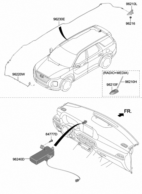 2020 Hyundai Palisade Pole-Roof Antenna Diagram for 96201-B2100