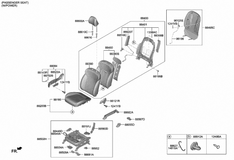 2020 Hyundai Palisade Front Cushion Covering, Right Diagram for 88260-S8010-UBS