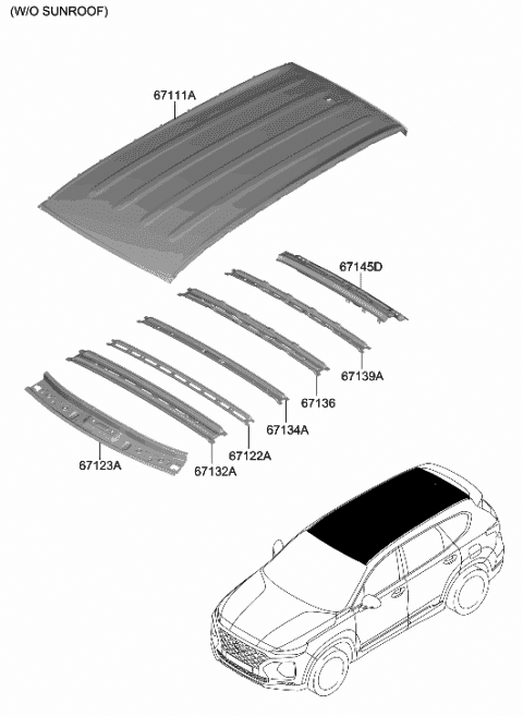 2020 Hyundai Palisade Panel-Roof Diagram for 67111-S8000