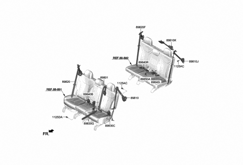 2020 Hyundai Palisade Buckle Assembly-3RD S/BELT,Ctr Diagram for 89863-S8000-NNB