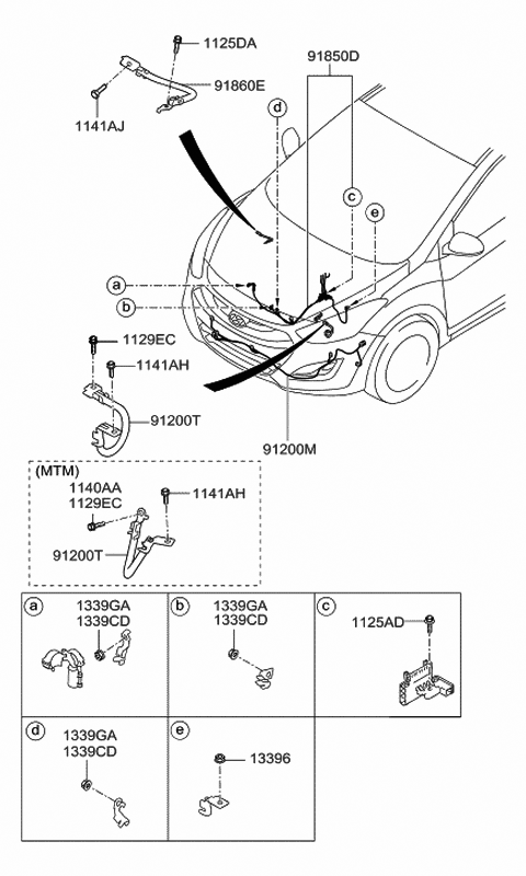 2014 Hyundai Elantra GT Wiring Assembly-Battery Diagram for 91850-A5131