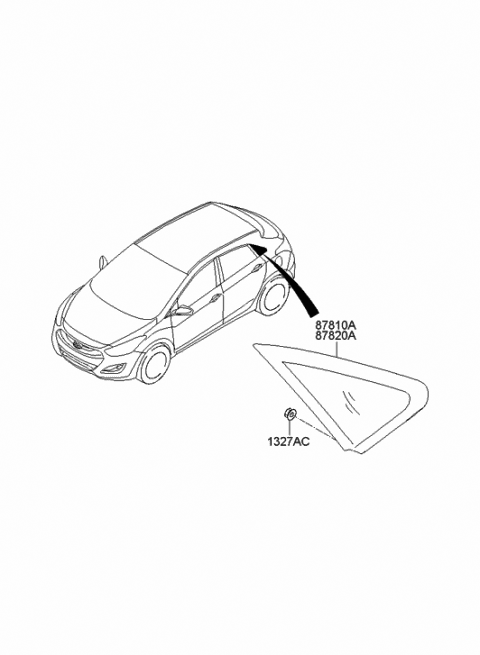2013 Hyundai Elantra GT Glass & MOULDING Assembly-Quarter Diagram for 87810-A5010