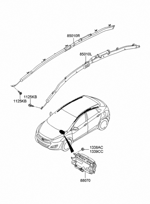 2014 Hyundai Elantra GT Curtain Air Bag Module,LH Diagram for 85010-A5000