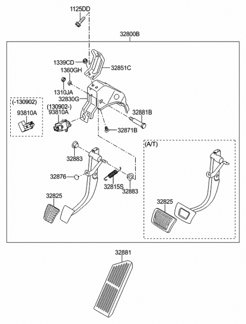 Clutch pedal assembly diagram