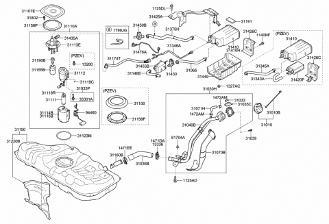 2014 Hyundai Elantra GT Protector-Fuel Tank Diagram for 31220-3X000