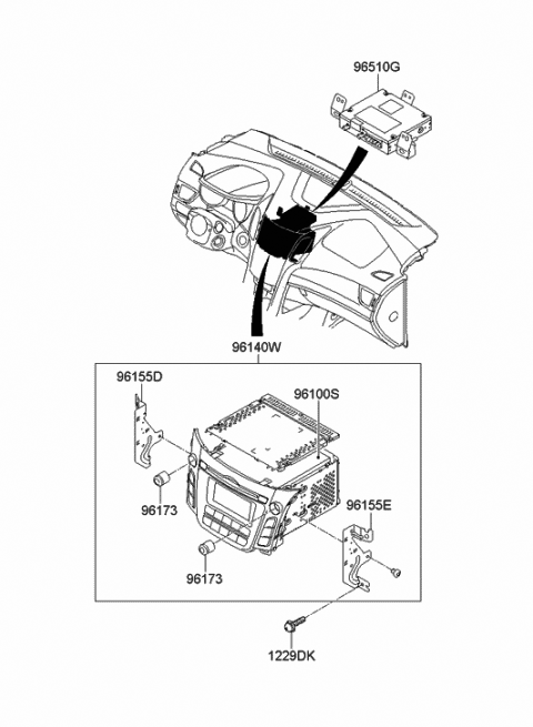 2013 Hyundai Elantra GT Deck Assembly-Audio Diagram for 96164-A5000