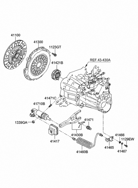 2008 Hyundai Elantra Touring Fulcrum-Clutch Release Lever Diagram for 41471-22650
